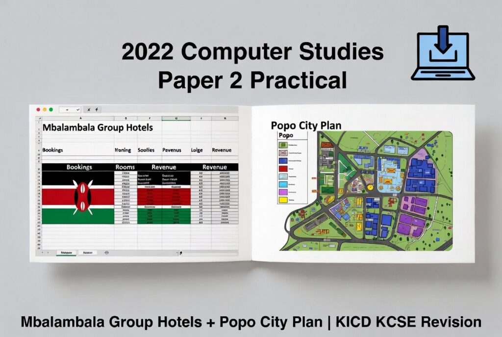 Computer Studies Paper 2, 451/2 Practical, KCSE Past Papers, Spreadsheet Exam Task, DTP City Plan