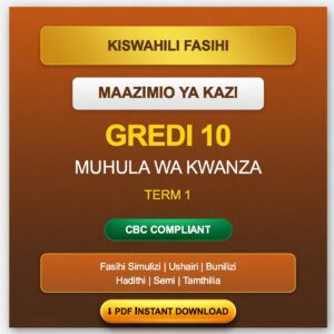 Grade 10 CBC Kiswahili Fasihi Schemes of Work Term 1. Complete Maazimio ya Kazi for Fasihi Simulizi, Ushairi, Bunilizi. PDF download KES 50.